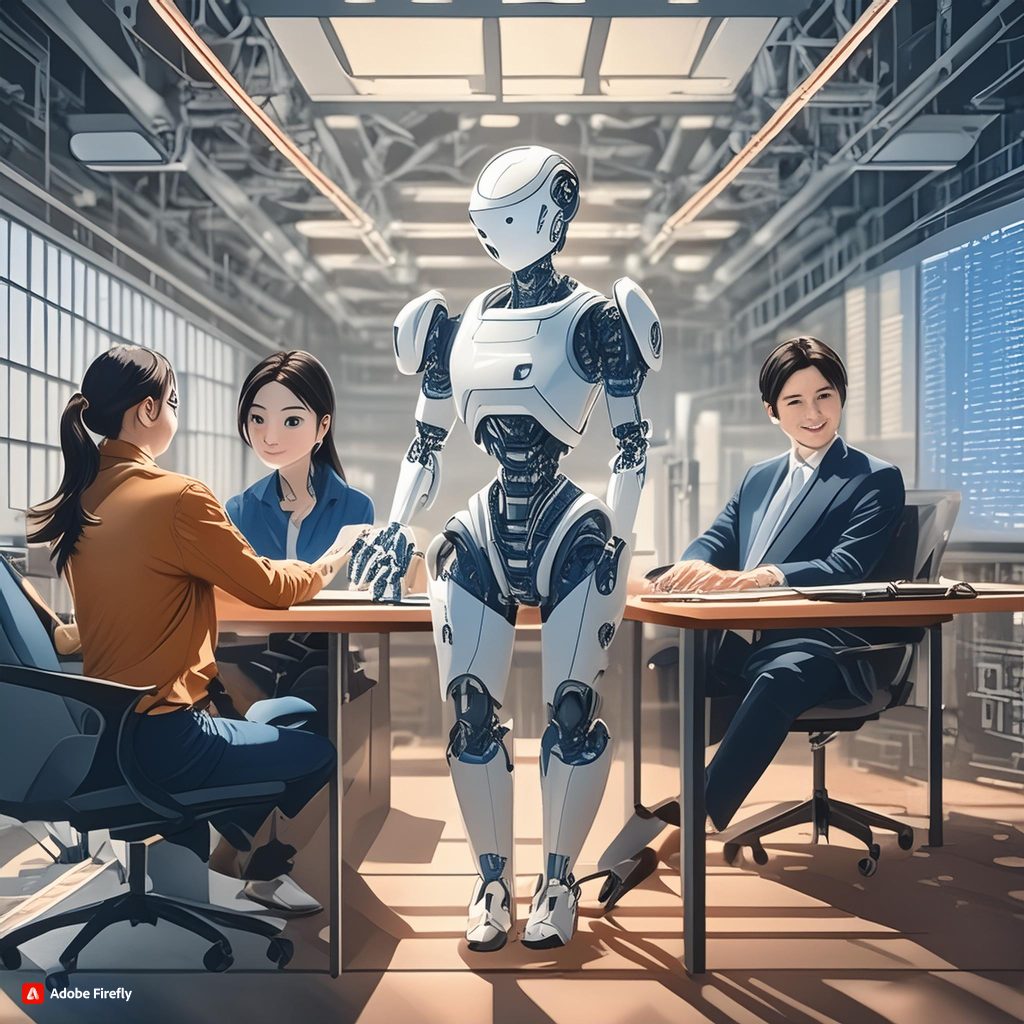 Firefly リアルなAIロボットが数人で力を合わせてもくもくと作業している風景。 83810